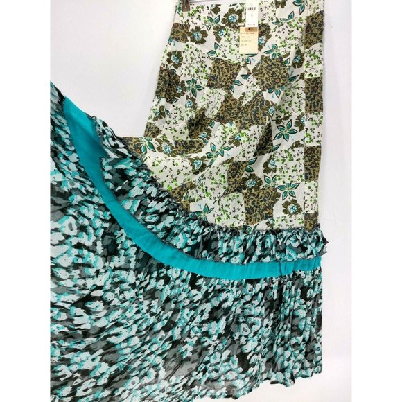$170 Anthropologie Raga Size M Floral Patchwork Ruffle Lined Maxi Skirt Boho - Picture 3 of 9